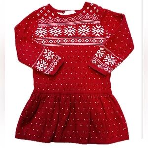 Hanna Andersson Red Snowflake Sweater Dress Size 100 (4T)